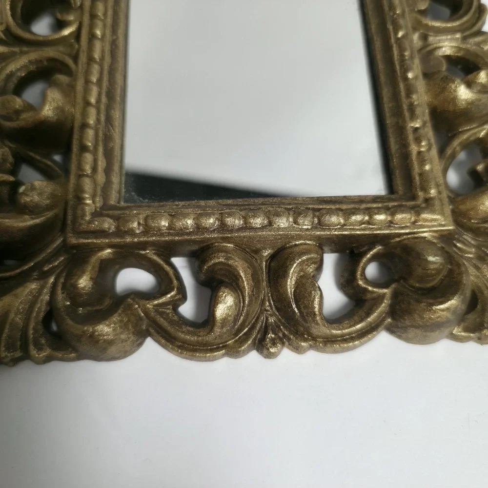 Vintage TMC Gold Filigree Ornate Small Accent Mirrors Set of 2 Baroque Tuscan